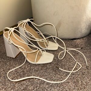 Elegant White Strappy Heels